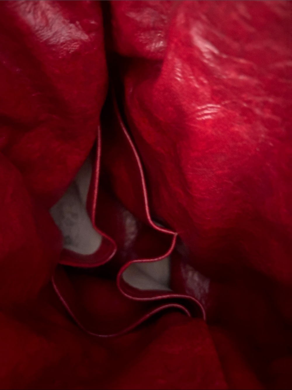 Compact Red Drawstring Mini Bucket Bag - Picture 4 of 5
